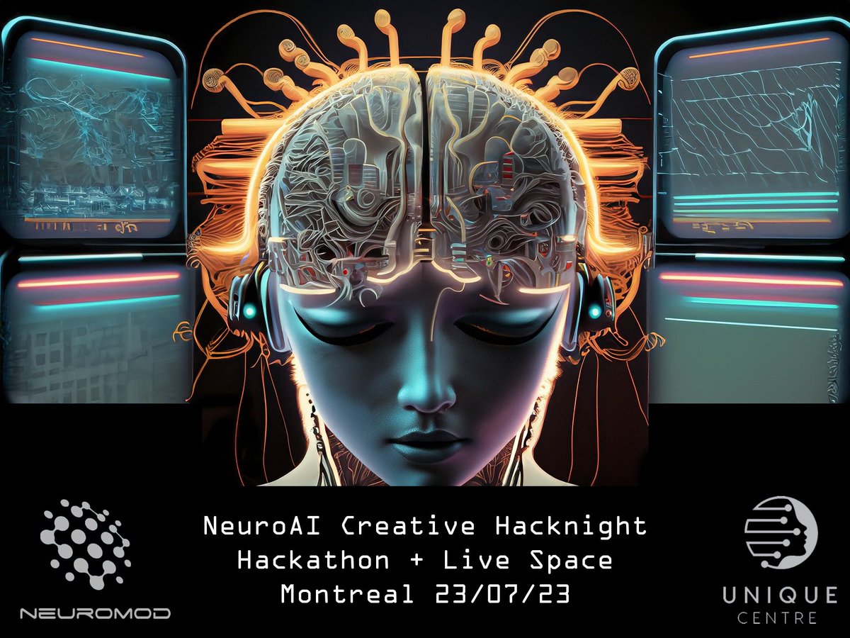 ai_unique's tweet photo. This SUNDAY in Montreal 

🧠 🤖 🎶 👁️

👉 Neuro-AI Creative hacknight !

a fun hack+party event, where u can join hacking real-time brain-art projects, or simply enjoy the installations &amp; live DJ &amp; VJ sets! / 4pm-2am

by @ai_unique + @CNeuromod

More 👉 https://t.co/FQ2bOs2Dri https://t.co/9SF1oGFGwa