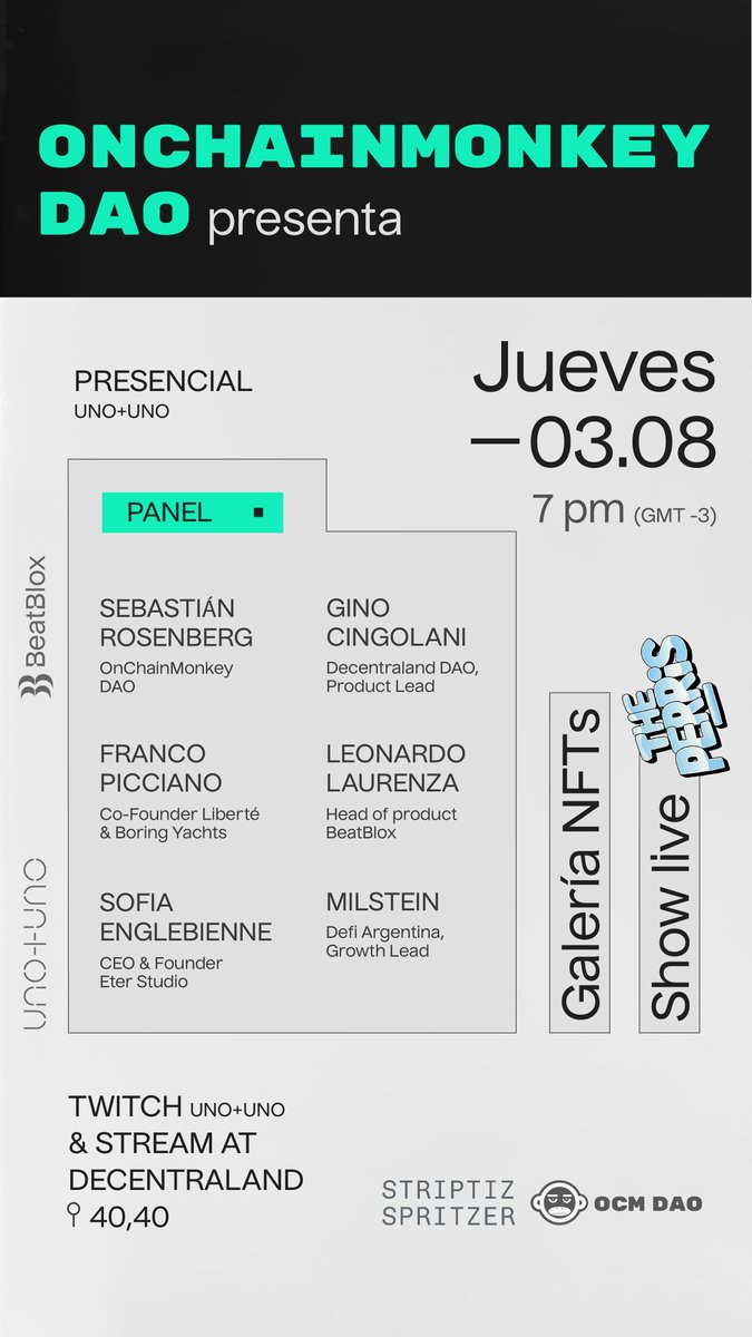 Feliz y orgulloso de poder traer a 🇦🇷 un evento de <a href="/OnChainMonkey/">OnChainMonkey®</a>, la comunidad que me enseñó a participar y construir como miembro de <a href="/ocmdao/">OCM DAO</a>

Invité a algunos de los -creo yo- mejores proyectos web3 locales, a compartir sus experiencias y charlar un rato sobre la industria
🧵