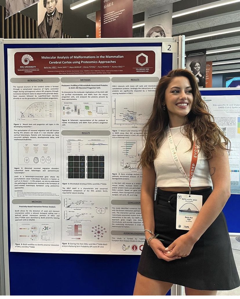 NozluLab's tweet photo. Our PhD candidate Berfu presented her work on #BSPREUPA2023 #Heterotopia #Proteomics #TeamMassSpec #WomeninScience @KocSciences @KUIntAdmissions https://t.co/Ef7ruoKuLS
