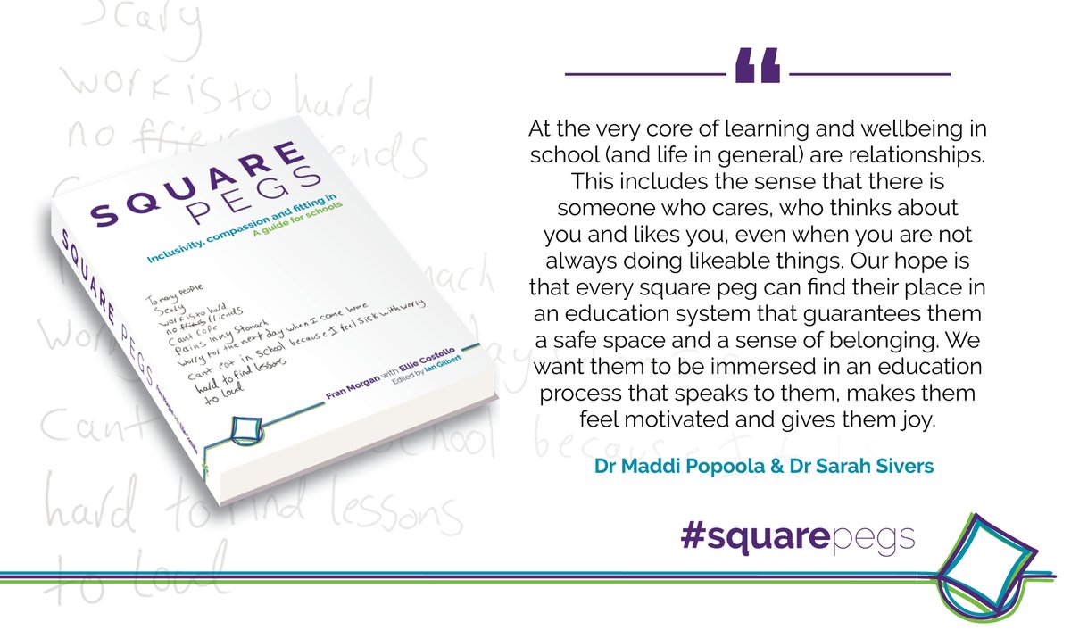This is how you share #pupilviews 
@DrMaddi1 & I wrote a chapter for this amazing @teamsquarepeg book based on research we did with children & young people As well as our chapter there are some absolutely amazing chapters in this book  great summer reading
crownhouse.co.uk/square-pegs