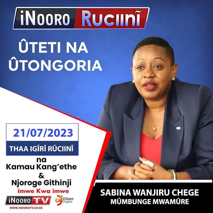 Join me tomorrow morning on @inoorotv for the breakfast show' Inooro Ruciini.' May the day break 🙏 
#Maitu
#moreblessingstocomethis2023 
#GraceInMotion 
#MbeuyaNgai 
#NgaiMbere