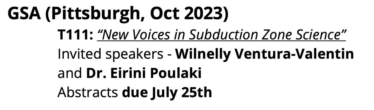 SZ4Grads's tweet photo. 🚨 Attention ECRs studying SZs! Consider submitting an abstract to SZ4Grads' GSA Session T111: "New Voices in Subduction Zone Science" (D/L July 25) or AGU Session NH004: "Advancing Subduction Zone Science: Collaborating Across Borders &amp; Cultures" (D/L Aug 2). Spread the word!📢 https://t.co/9PVrK3nh2p