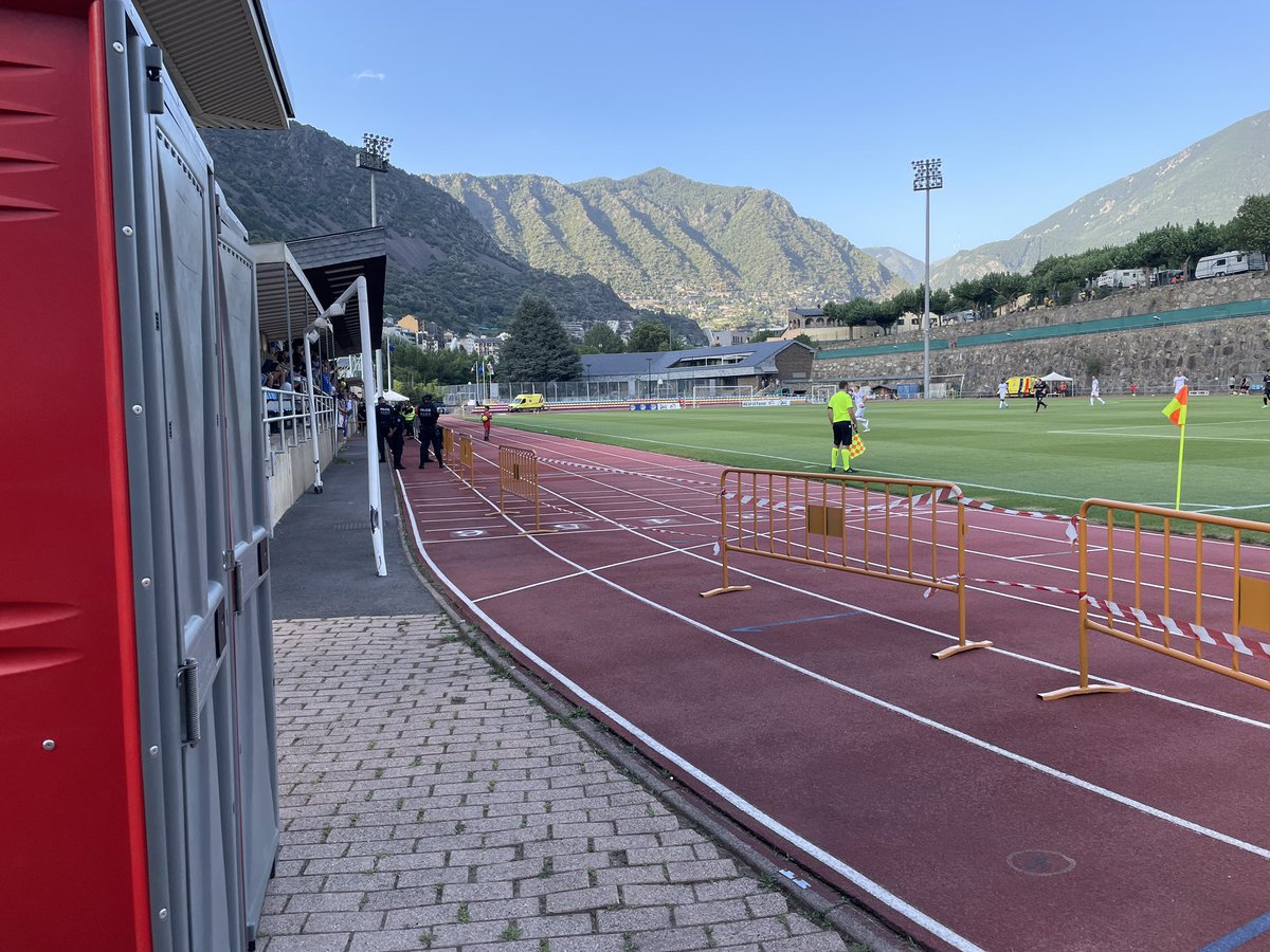 Have now been to Estadio Comunal D’Andorra la Vella for 3 hours, for the Conference League Qual <a href="/SantaColomaHubb/">FC Santa Coloma</a> - <a href="/PenybontFC_/">Penybont FC</a>

No acces to water and food and 39 degrees here, but we have two mobile toilets 😂

Thank you UEFA 👏 <a href="/FansEurope/">Football Supporters Europe</a>