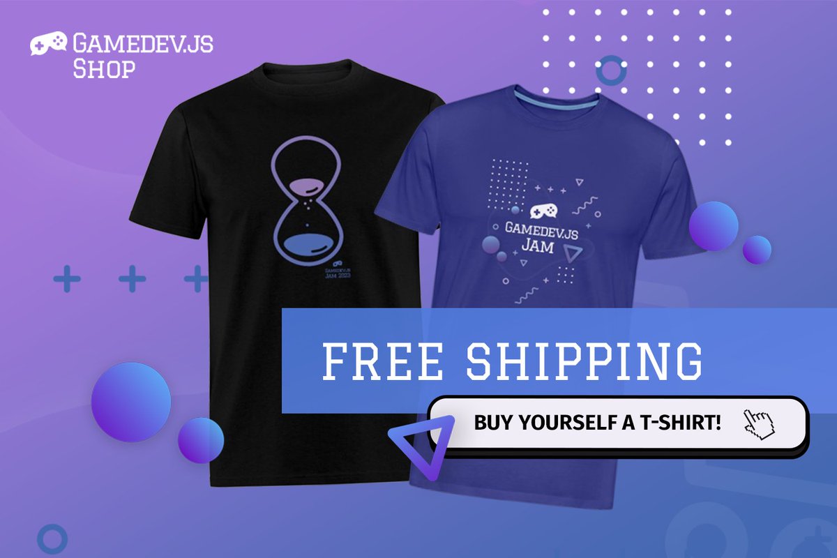 Gamedevjs's tweet image. Free shipping for any orders in our #GamedevJS SHOP for the next 4 days! Grab it while it's hot!
gamedevjs.com/shop
#gamedev #shop #swag #tshirt #spreadshop #spreadshirt #promo #free #shipping