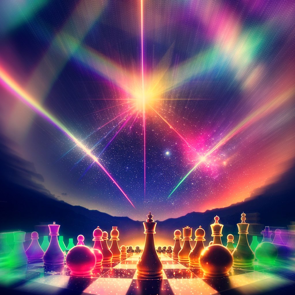 Polywuod's tweet photo. The Chessboard Carnival: Let’s come together and revel in the joy of playing chess, where every move is a dance of strategy and every victory is a cause for celebration! 🎉 ♚ 🌍 

#Polywuod #DigitalArt #Chess #Carnival #Ai #2023 https://t.co/1nZPOJqCQS