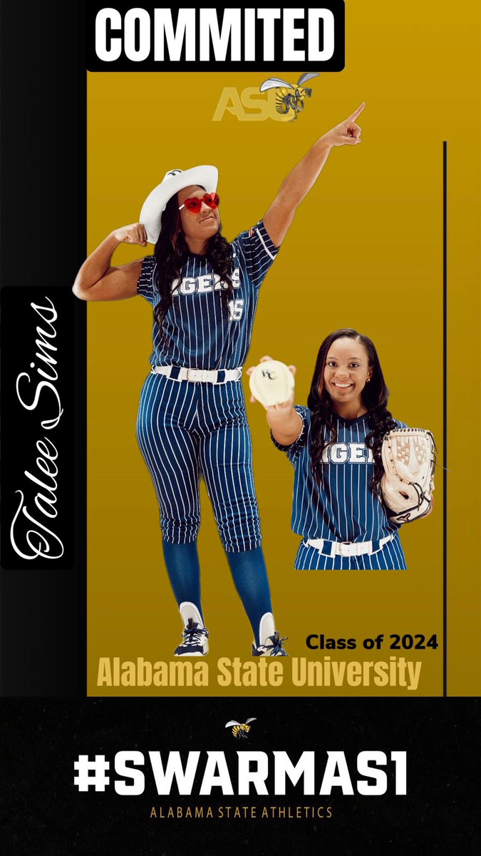 TaleeSims15's tweet image. Beyond excited to be a Hornet🐝💛!! 
@Coach_T_Bradley @coach_d_neely @SBCoachSav @BamaStateSB #COMMITTED