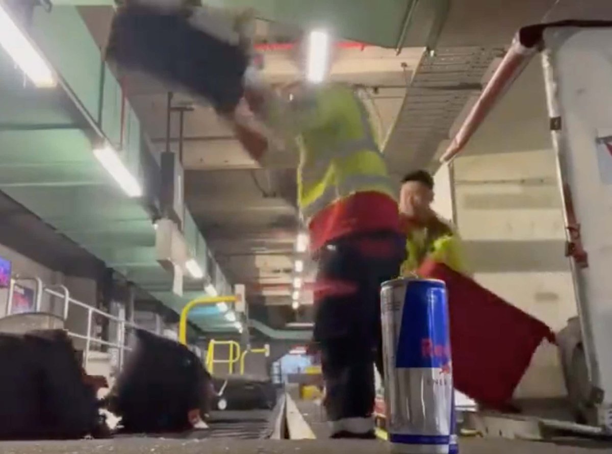 barstoolsports's tweet photo. Nothing Will Piss You Off More Today Than This Video Of Baggage Handlers At The Airport Body Slamming Luggage For Fun https://t.co/kRt5RaQmlU https://t.co/ZUb6rFFW0s