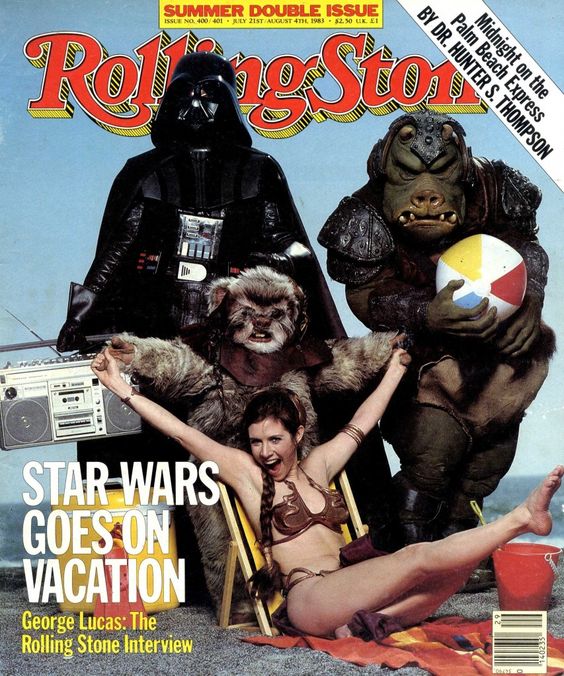 OldSchool80s's tweet photo. July 21, 1983: 40 years ago, the cover of Rolling Stone featured Princess Leia, Darth Vader &amp; others promoting Return of the Jedi. #80s https://t.co/LQaOaOA478