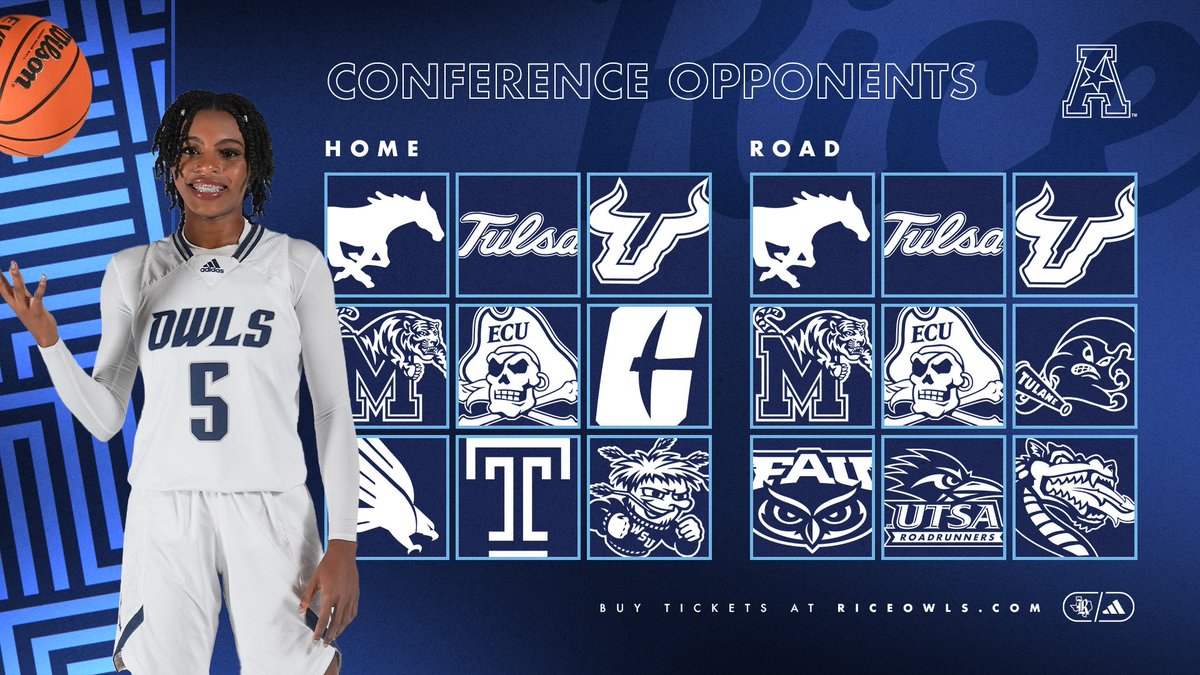 RiceWBB's tweet photo. Who’s ready for the upcoming season? 😏 

Our 2023-24 conference opponents are out!

📰 » https://t.co/JhJsLyVwMl

#GoOwls👐 https://t.co/Cze5p4W8rp