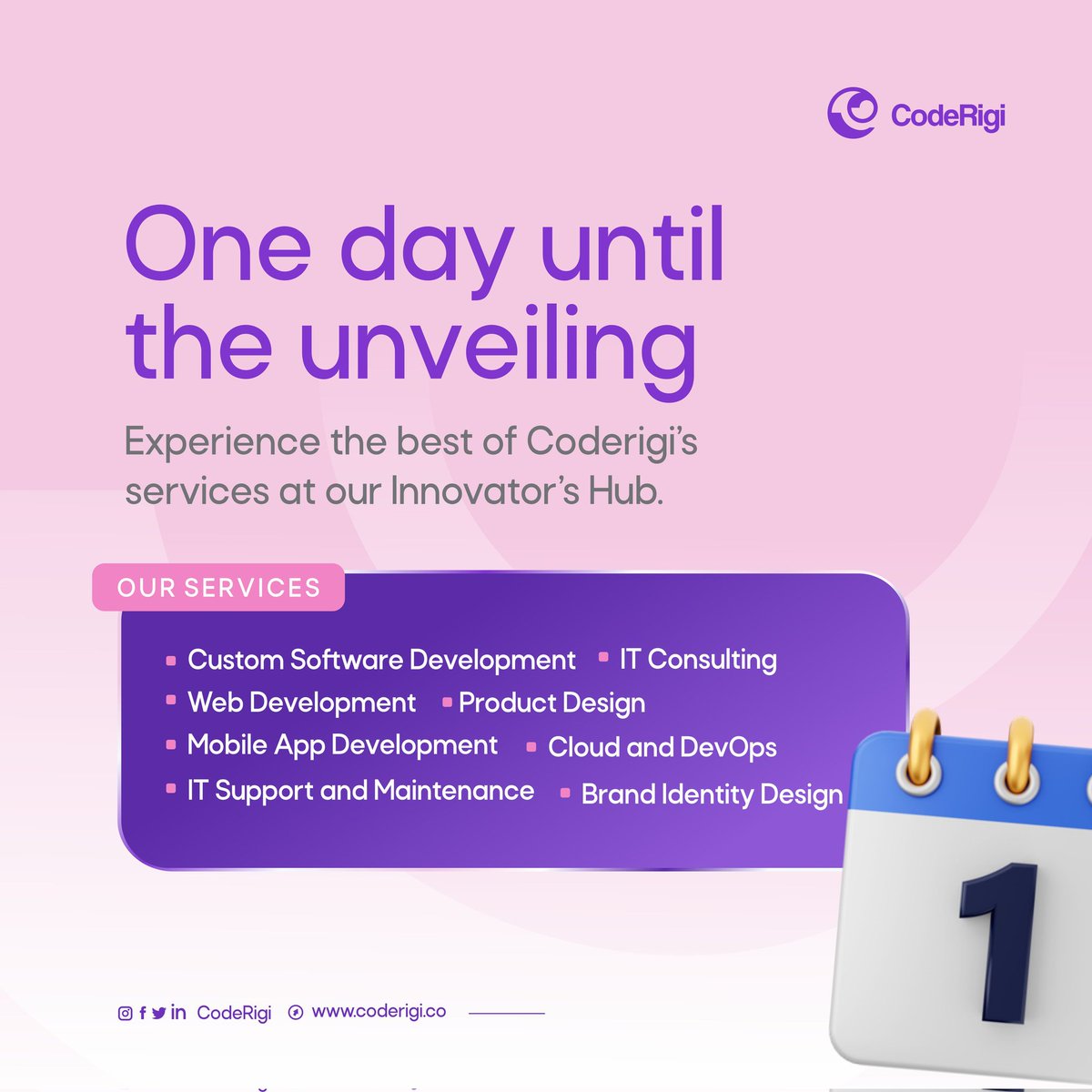 coderigi_'s tweet image. We have just 1 day to goooooooo!!!!🚀

Hours even!⚡

Mark your calendar for this momentous occasion if you haven&apos;t already, because tomorrow, all roads in #Uyo leads to the CodeRigi office!

See you there!🤗

#CodeRigiUnveiling #UnveilingCountdown #CodeRigi