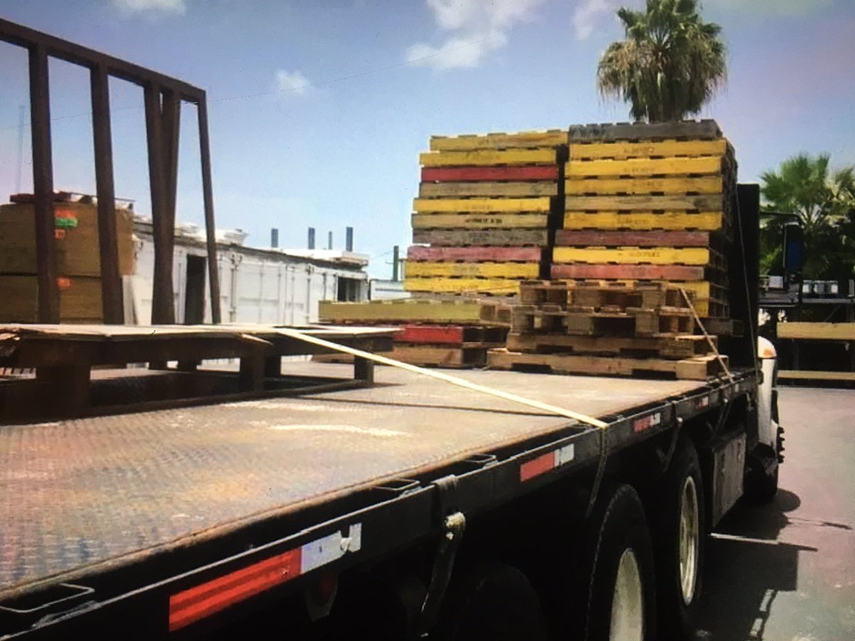 RacingToDisney's tweet photo. The team had an amazing day. When you get back this many empty pallets, our goods were put to use building anew the Lower Keys. Again, I work with the best in the construction supply industry. #LetsBuildSomething https://t.co/CxFN4PJU42