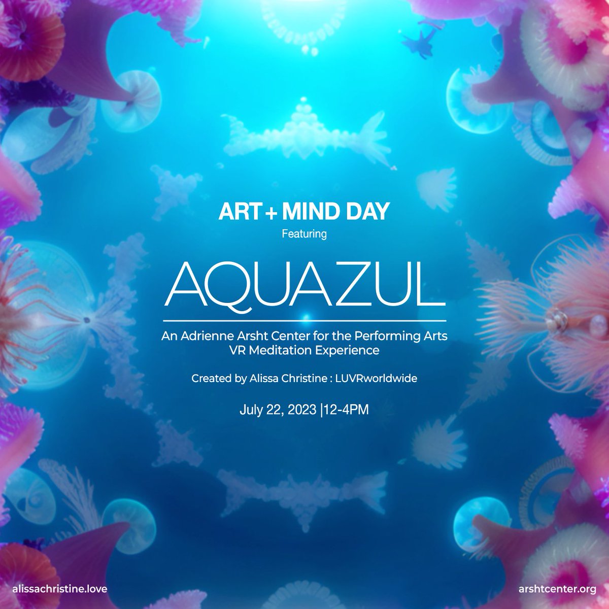 LUVRworldwide's tweet photo. My VR App will be premiered at @arsht ART+MIND DAY!
07.22.23
IRL event at the Ziff Ballet Opera House
Downtown Miami
Free group meditations for 15 people at a time, every 15 minutes, from 12-4pm
#aquazul #VRmeditation #bluemind #VRapp #waterforwellness #VRqueen https://t.co/Y6Tsr4Ejxc
