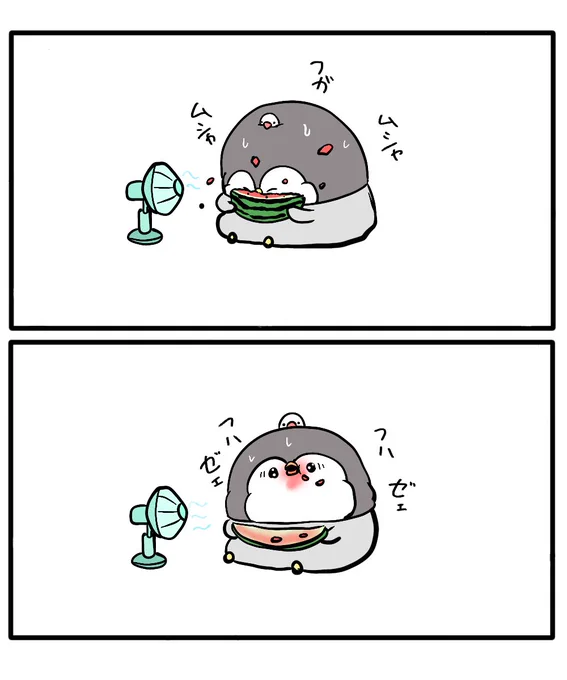 スイカを食べるちゃんぺん