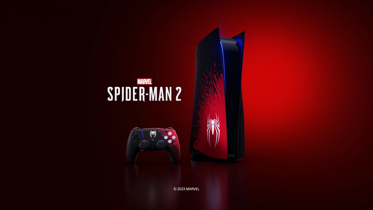 Wario64's tweet photo. Marvel’s Spider-Man 2 - Limited Edition PS5 Bundle &amp; DualSense Wireless Controller https://t.co/M5gKDIbFuO

Preorders begin July 28th (PS5 bundle, PS5 console covers, DualSense). Out Sept 1st

https://t.co/7Smh1ZKV2g https://t.co/iP7zeTMIaL