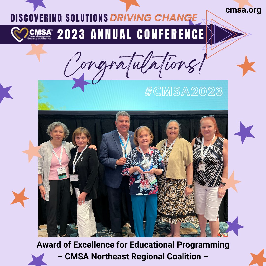 CMSANational's tweet image. Congratulations to #CMSA Northeast Regional Coalition, our Chapter Winner for the #AwardOfExcellence in #EducationalProgramming at #CMSA2023! Your commitment to advancing knowledge and skills is commendable, and we celebrate this well-deserved recognition with you! #ChapterPride