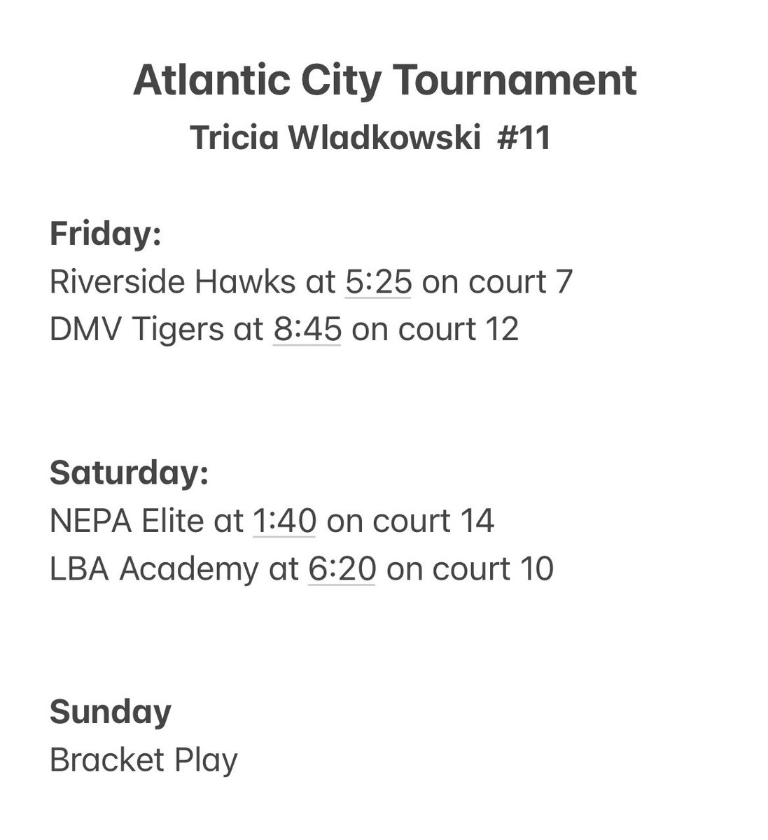 Here is my schedule for Atlantic City this weekend!  Can’t wait to play again! <a href="/NEX_Russell/">New England Exposure</a> <a href="/james_reen/">James Reen</a>