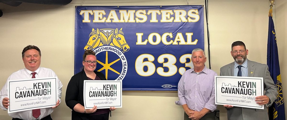 TeamstersNH's tweet image. We are proud to endorse our Brother, @SenCavanaugh, in his campaign for Mayor of Manchester. 

He understands the needs of working families and will always stand up for them in the corner office! You can count on Kevin! #NHPolitics #Solidarity