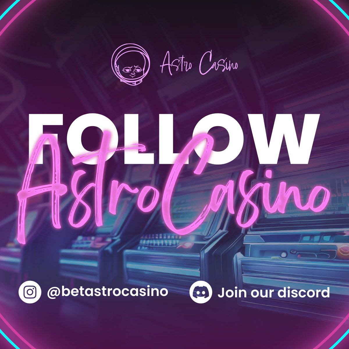 BetAstroCasino's tweet photo. Always be up to date with all things @BetAstroCasino 🚨

Don’t forget to follow Astro Casino on Instagram and join our Discord server!

Awesome news and #giveaways are coming your way so don't forget to join and click that follow button! 🎁

➡️ Join here: https://t.co/WS6EcC0EUC https://t.co/spPAIfE6i3