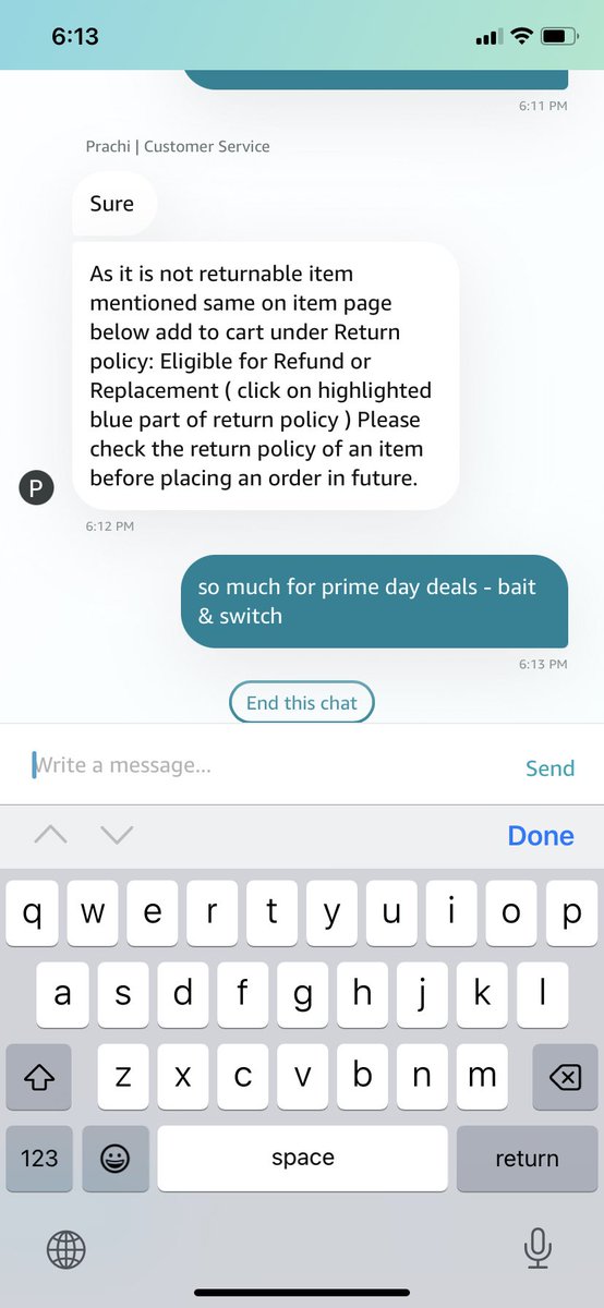 margieeulnerott's tweet photo. @amazon I was told in customer service chat that I needed to click on where it says Eligible for refund or replacement to see it actually isn’t eligible / that’s dishonest https://t.co/ewusJ3Hszu