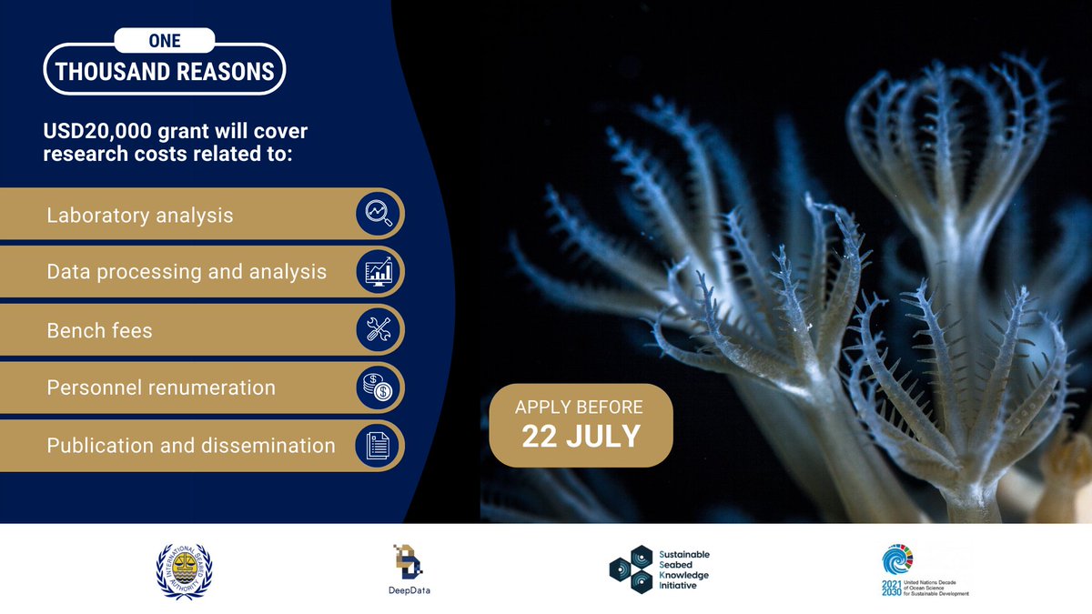 ISBAHQ's tweet photo. 📢 FINAL CALL

48 hours left to respond to our call for taxonomy projects to describe deep-sea species.

Help us describe at least 1000 species new to science in areas beyond national jurisdictions by 2030.

🔗 Read more: https://t.co/4ZJyga8Cnc

#SSKI #ISBAHQ https://t.co/5d9tS4N6KL