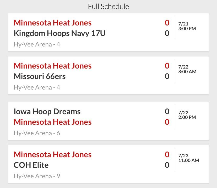 Final tournament in Kansas City this weekend at the Hardwood Classic

D2/D3/NAIA come check this team out. High IQ and High Motor players that can really shoot it