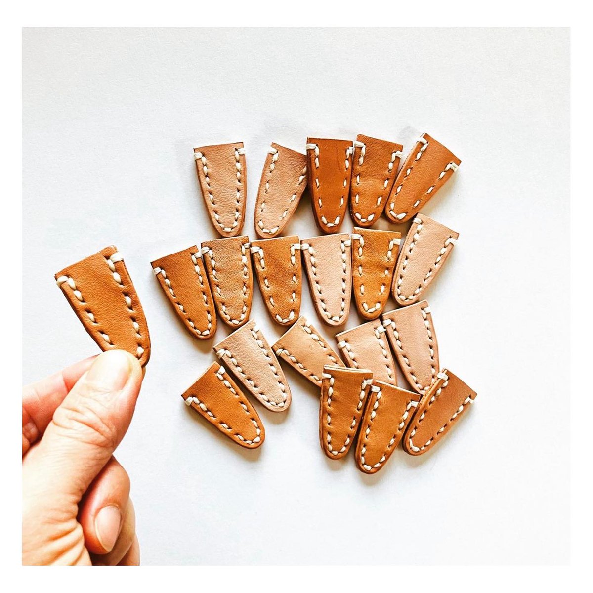 Scissor tip protectors for tiny bit very pointy tips. Our made in America point protectors are made from leather scraps from other projects instagram.com/p/Cu2LwUgp3cu/
