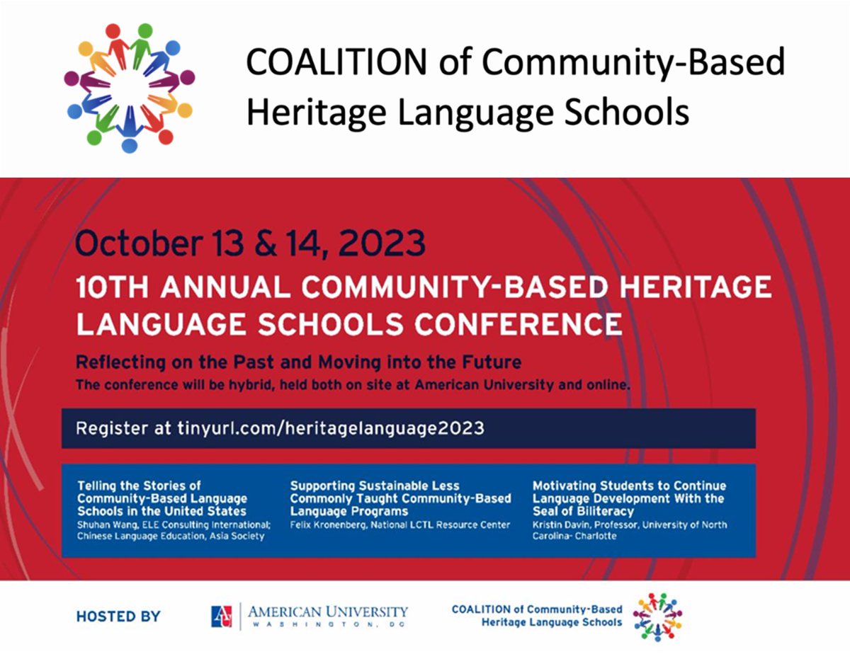 Will you be attending the 10th Annual Coalition of Community-Based Language Schools conference? Register on tinyurl.com/heritagelangua…