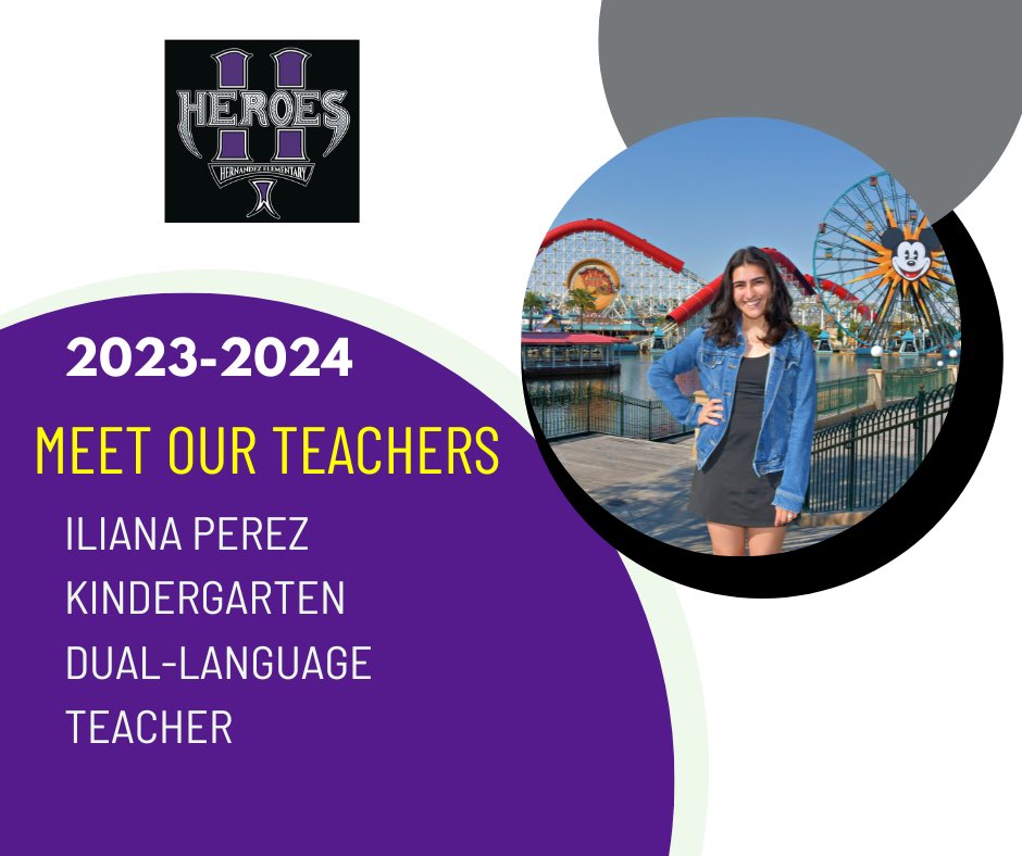 Ms. Perez will be returning to our kindergarten team this year! 
Welcome back to Hernández!!  💜