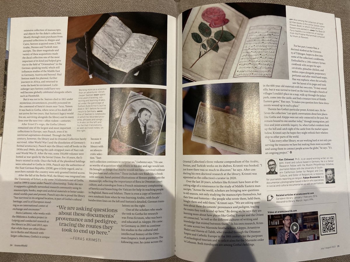 Great article about <a href="/FKrimsti/">Feras Krimsti</a> and his work with Arabic, Turkish, and Persian manuscripts at the Gotha Research Library! aramcoworld.com/Articles/July-…