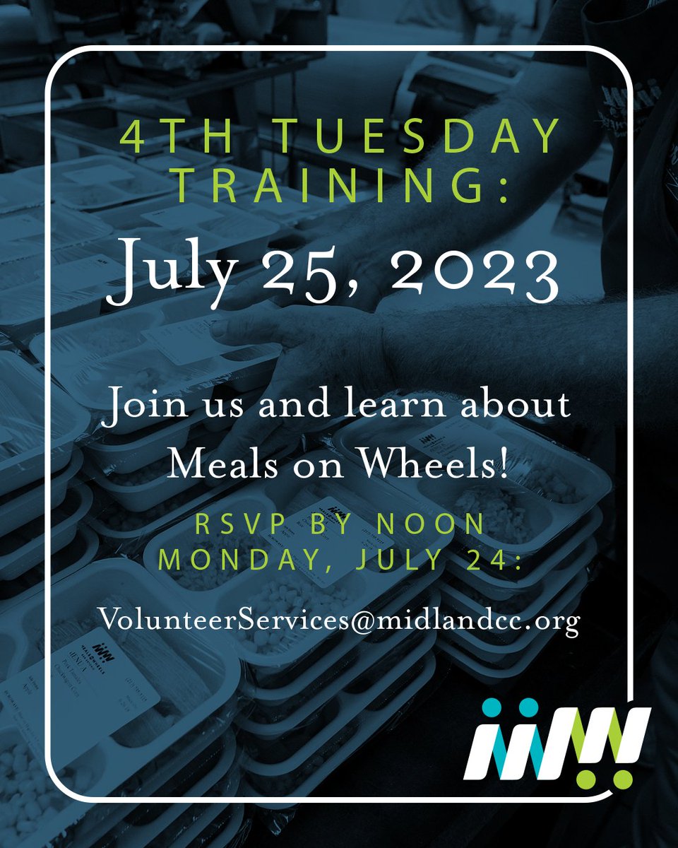 TopekaMOW's tweet image. Join us for our next 4th Tuesday Training! We'll meet in the Founders Center on the lower level of Bldg. A at our Midland Care Campus, 200 SW Frazier Circle in Topeka. Doors open at 5:00 p.m. RSVP by noon 7/24 to VolunteerServices@midlandcc.org. All welcome! #MealsOnWheels