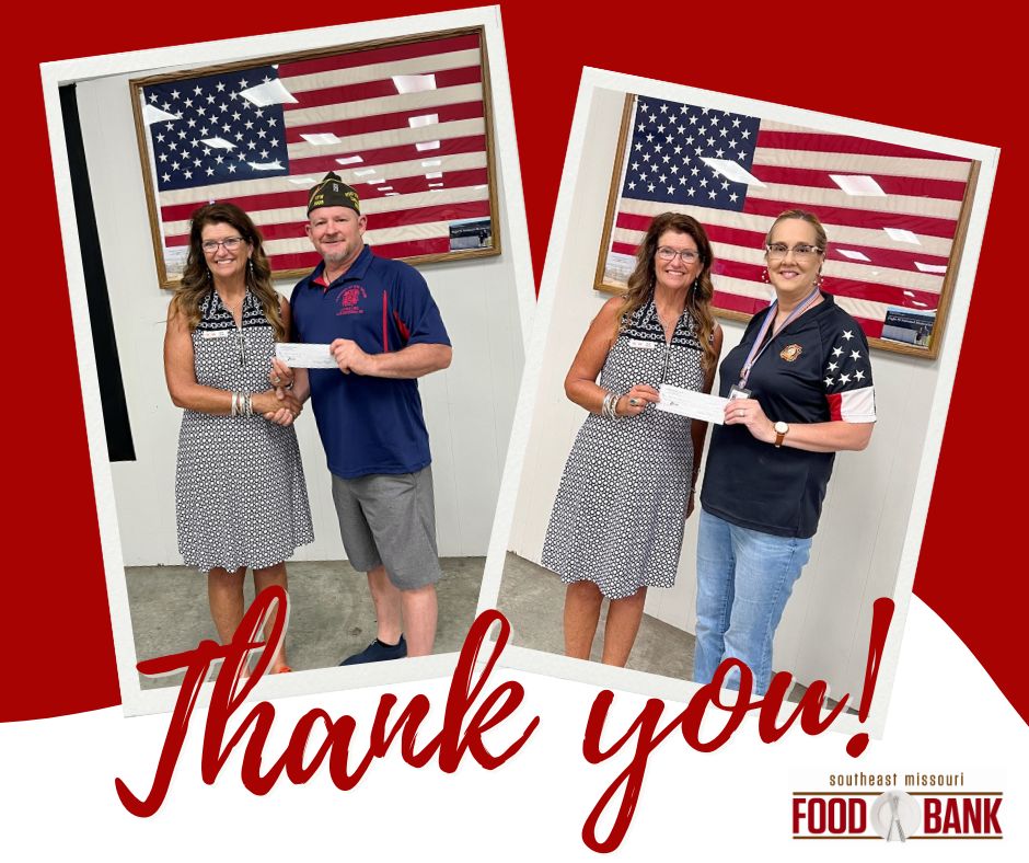 We'd like to thank Cape Girardeau VFW Post 3838 and VFW Post 3838 Auxiliary for donating a total of $2,500 to support our Veterans Healthy Food Surplus program, which provides nutritious food to food insecure veterans.

Thank you  for your service &amp; continued support of veterans!