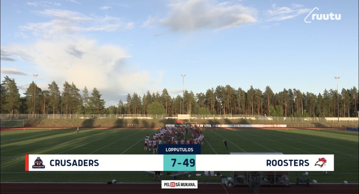 The @Roosters1979 defeated the @UNCcrusaders 49-7. @Vaahteraliiga @SAJLfootball @AFIReview @WillLydle @dannykittner7