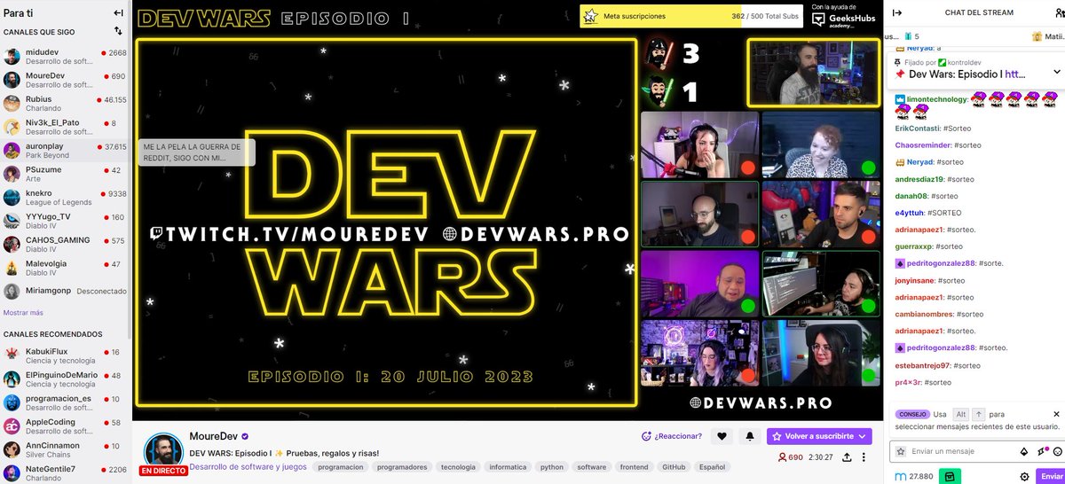 Patricio_1313's tweet photo. viendo el los #DevWars de @MoureDev muy divertido el evento y muy buenos participantes.
by cougar_22 #programacion #Tecnologia #eventos #Twich https://t.co/TpFSz9fHYv
