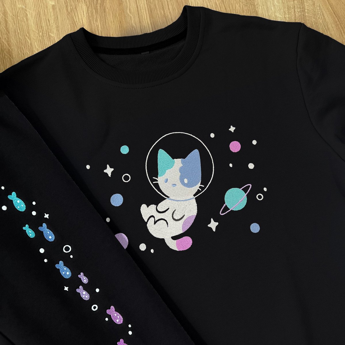 kamiaristudio's tweet photo. For those who are sensitive to certain fabrics/textures, the Catstronaut Crewneck will be available for preorder starting tomorrow along with the other hoodies✨💫 https://t.co/vJE64QiXSh
