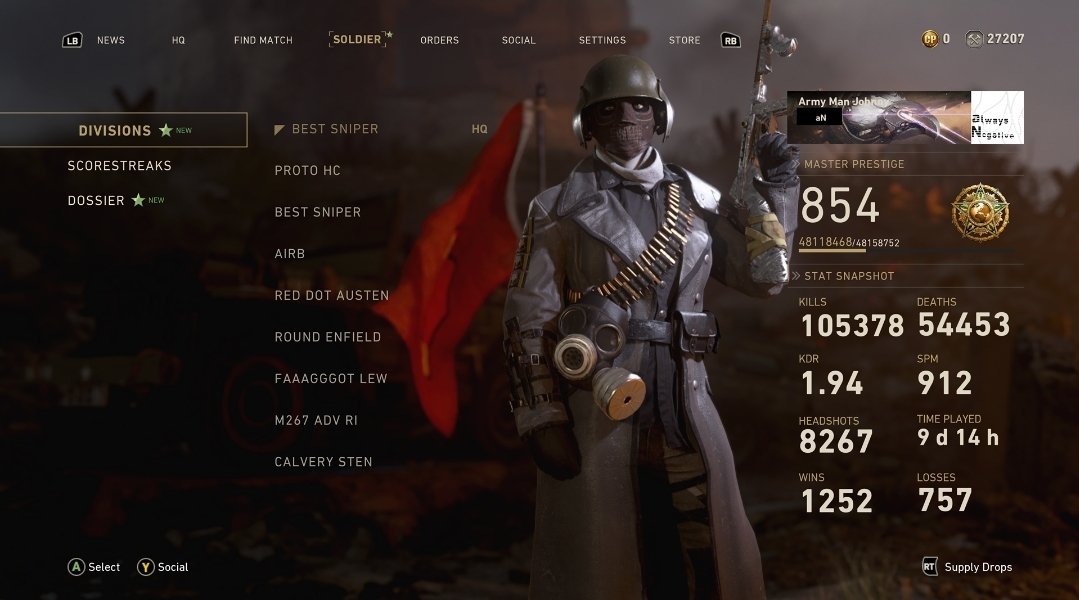 MKvsDragon's tweet photo. Both accounts, current stats. Call of Duty WW2. https://t.co/kpeGMnIHZE