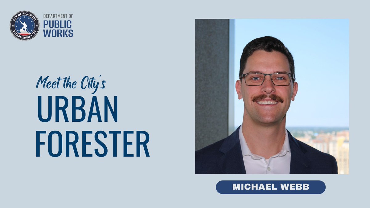DPW_RichmondVA's tweet photo. We’re happy to announce and introduce Michael Webb as the City’s first Urban Forester! Michael will work with the community and stakeholders to develop the City’s Urban Forestry Master Plan. We’re excited to have him join our team. Get more details: https://t.co/vEsKbfGaYP #1RVA https://t.co/rBvKL5FHUL