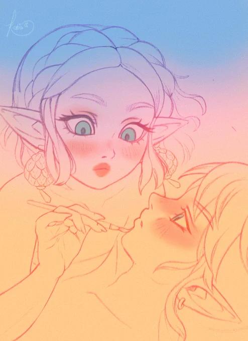 Zelda & Link work in progress  Always set a background color/gradient to set the mood, I feel it helps a lot even in the early stages 