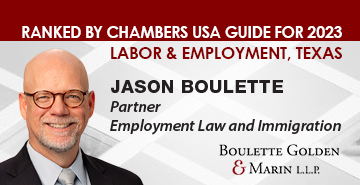 BouletteGolden's tweet image. Congratulations to Boulette Golden &amp;amp; Marin partner Jason Boulette for being named again by Chambers USA for 2023 in Labor &amp;amp; Employment, Texas!