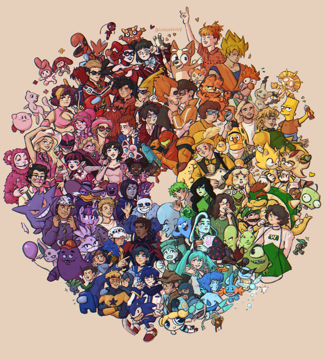 pokemon (creature) multiple boys multiple girls 6+boys 6+girls everyone crossover  illustration images