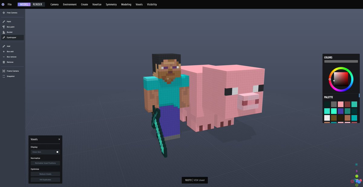 FiefProtocol's tweet photo. Final testing is being done on V1 of the VOX Builder. Beta to commence after.

In the meantime, enjoy a re-creation of this iconic Minecraft duo, designed natively inside of our browser-based builder. https://t.co/ZrdnMoSPVd