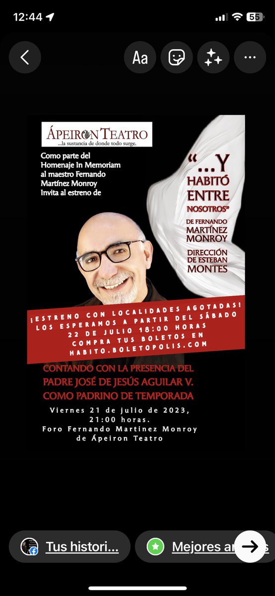 apeiron_teatro's tweet image. ¡¡¡ESTRENO CON LOCALIDADES AGOTADAS!!!
“…y habitó entre nosotros”.
Obra original de Fernando Martínez Monroy 

Viernes 21:00 horas; sábados y domingos 18:00 horas. 
Los esperamos a partir del sábado 22 de julio
Anticipa tus boletos comprando en línea en: 
HABITO.boletopolis.com