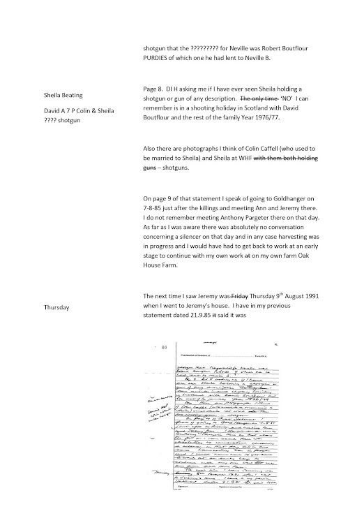 Bambertweets's tweet photo. Peter Eaton’s draft statement to the City of London Police enquiry. He states he saw Sheila holding a gun! This was edited of the statement used at Jeremy Bamber’s 2002 appeal!! Shocking! @EssexPoliceUK know Jeremy Bamber is innocent! J4J!! https://t.co/euR3S1eFhY