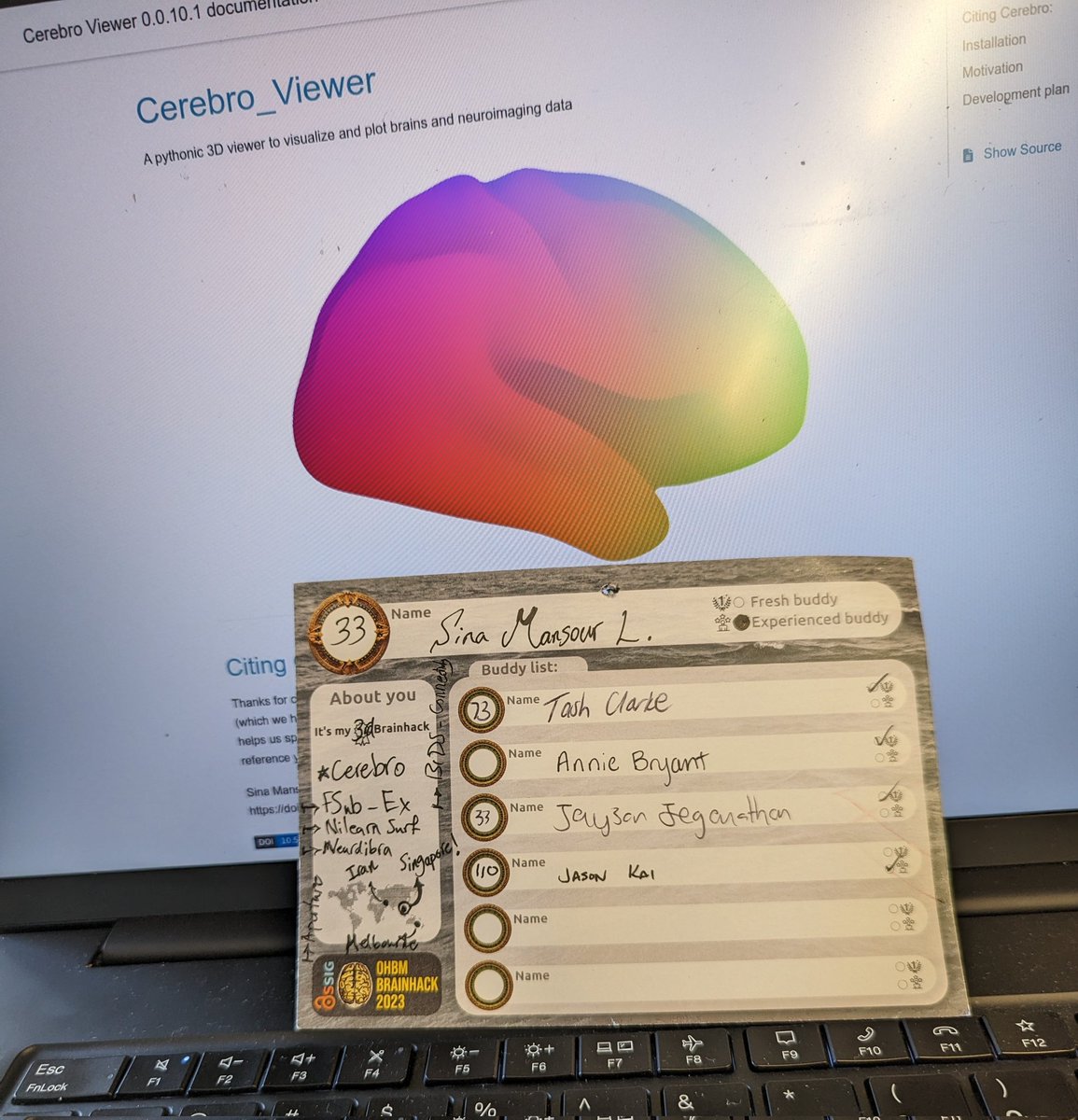 Sina Mansour L. (@sina_mansour_l) on Twitter photo Cerebro is getting documented...
...a gallery of possible visualisations are to come π
Kudos to my wonderful brainhack buddies, <a href="/jaysonjeg/">Jayson Jeganathan</a> <a href="/jasonkai/">Jason Kai</a> <a href="/TristanKOpenSci/">Tristan Kuehn</a> <a href="/psychinthecity_/">Natasha Clarke (migrating to @clarken.bsky.social)</a> <a href="/AnnieGBryant/">Annie G. Bryant</a>
#OHBMBrainhack #BuddySystem
github.com/sina-mansour/C⦠Cerebro is getting documented...
...a gallery of possible visualisations are to come π
Kudos to my wonderful brainhack buddies, <a href="/jaysonjeg/">Jayson Jeganathan</a> <a href="/jasonkai/">Jason Kai</a> <a href="/TristanKOpenSci/">Tristan Kuehn</a> <a href="/psychinthecity_/">Natasha Clarke (migrating to @clarken.bsky.social)</a> <a href="/AnnieGBryant/">Annie G. Bryant</a>
#OHBMBrainhack #BuddySystem
github.com/sina-mansour/Cβ¦