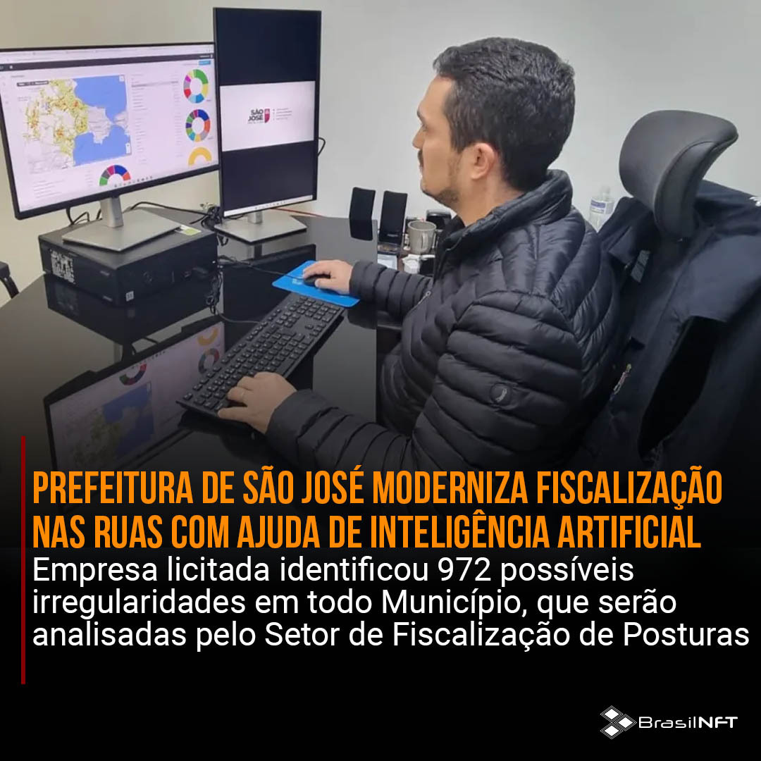 Prefeitura de São José moderniza fiscalização nas ruas com ajuda de Inteligência Artificial. Leia a matéria completa em nosso site. brasilnft.art.br #brasilnft #blockchain #nft #metaverso #web3.0