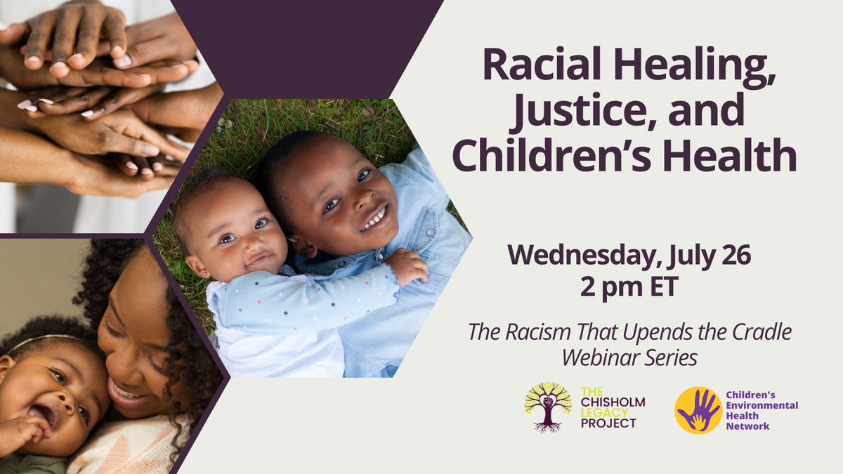 Children's Environmental Health Network (@cehn) on Twitter photo Racial Healing, Justice, & Children’s Health webinar: 7/26. <a href="/CEHN/">Children's Environmental Health Network</a>, <a href="/ChisholmLegacy/">The Chisholm Legacy Project</a>, <a href="/CommsUnited/">Communities United</a>, <a href="/PSEquityMatters/">Partnership for Southern Equity</a>, & <a href="/1LoveGlobal/">OneLove Global</a> discuss how holistic racial healing approach can pave the way for transformative change & justice for Black kids & families bit.ly/RacismUpendsCr… Racial Healing, Justice, & Children’s Health webinar: 7/26. <a href="/CEHN/">Children's Environmental Health Network</a>, <a href="/ChisholmLegacy/">The Chisholm Legacy Project</a>, <a href="/CommsUnited/">Communities United</a>, <a href="/PSEquityMatters/">Partnership for Southern Equity</a>, & <a href="/1LoveGlobal/">OneLove Global</a> discuss how holistic racial healing approach can pave the way for transformative change & justice for Black kids & families bit.ly/RacismUpendsCr…