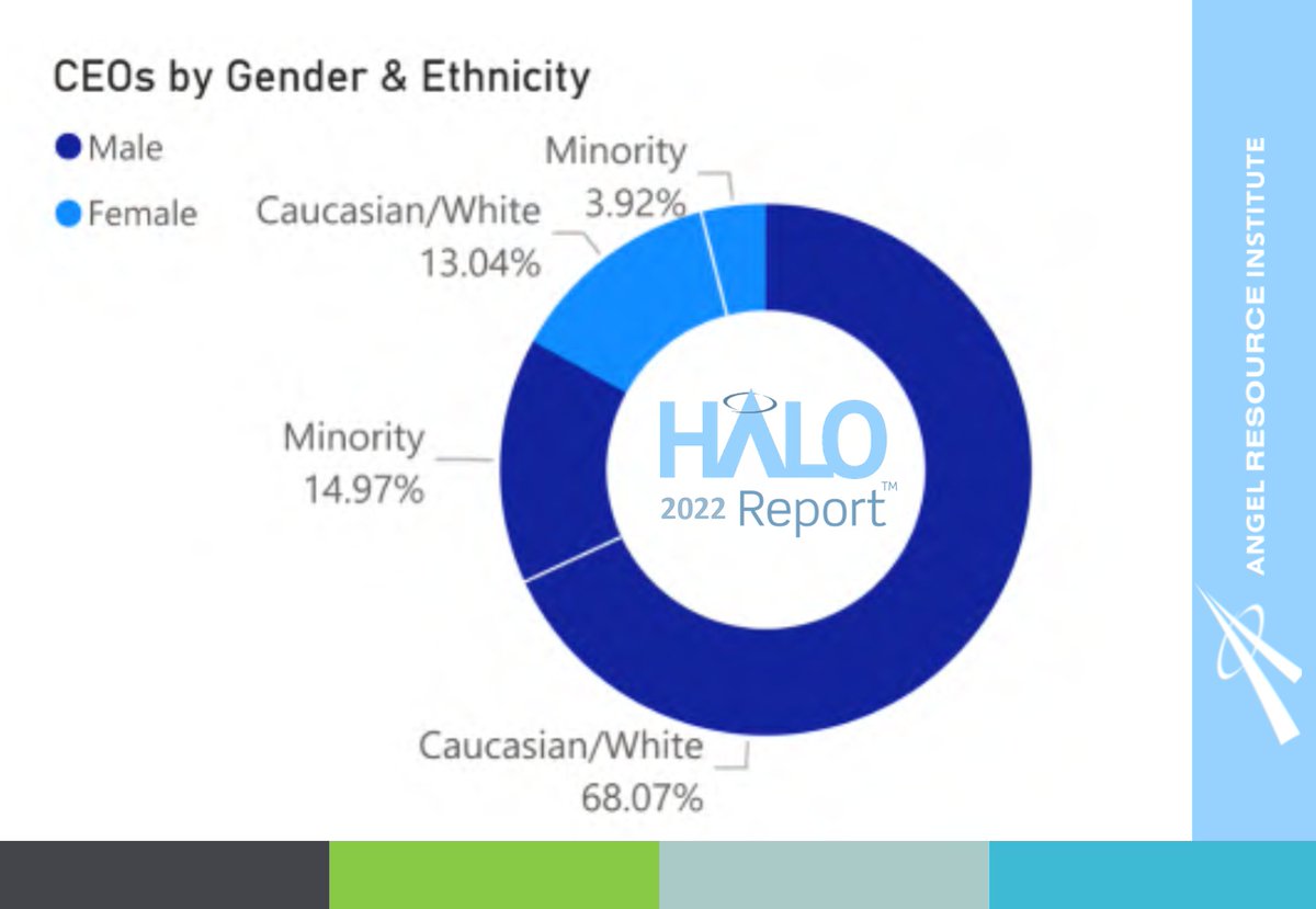 The gender and ethnic diversity of #startup CEOs funded by #angels in 2022 almost identical to 2021 levels despite decline in overall activity. Read the full ARI Halo Report at angelresource.org.