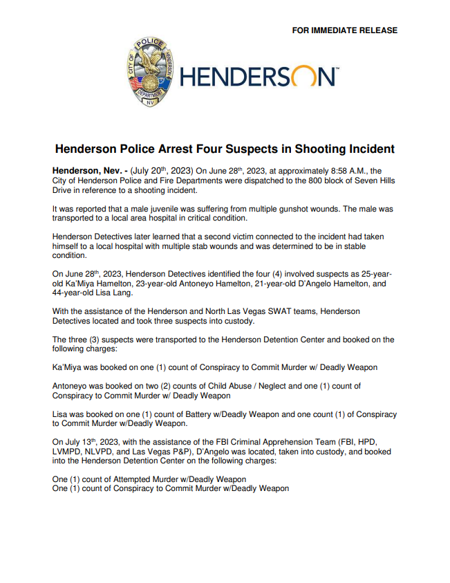 Henderson Police on Twitter "🚨 Media Release🚨 Henderson Police Arrest