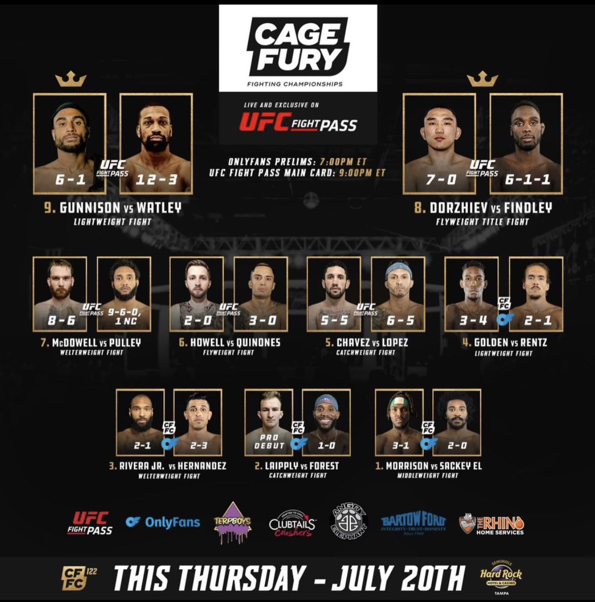 Strike1stpod's tweet photo. 🚨 Exciting News! 🚨 Cage Fury Fighting Championship 122 is coming to Seminole Hard Rock &amp; Casino Tampa, Florida tonight! 🔥 Don't miss the early prelims showdown between Isaiah Sackey-El and Monte Morrison! 🥊 #CFFC122 #MMA #FightNight #Tampa #HardRockCasino #LiveEvent https://t.co/BYilC3NT5U