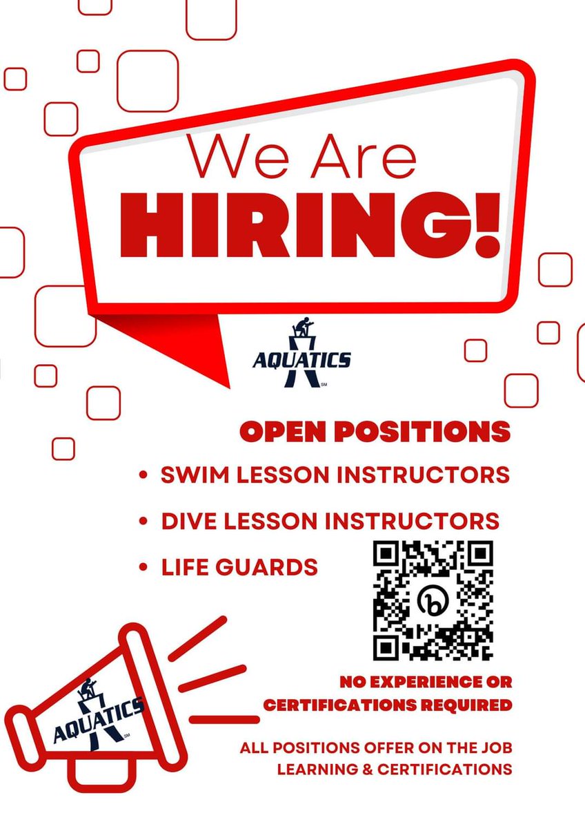 Looking for employment with Northside ISD Aquatics Department? 
We are seeking individuals to join our team as swim lesson instructors, dive lesson instructors, and lifeguards.  
Click to fill out your interest form: bit.ly/3XF6Qfj