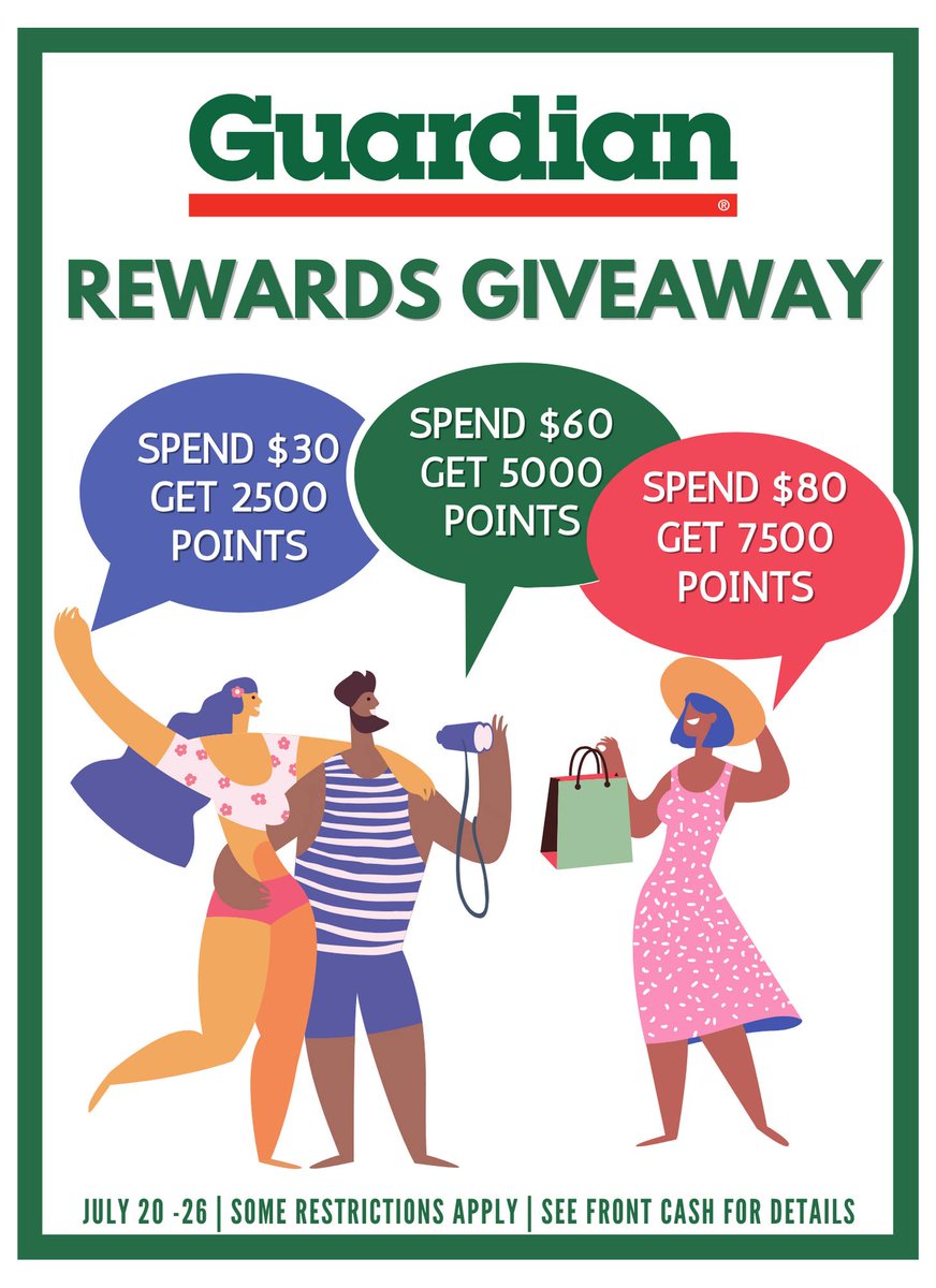 AMPGuardian's tweet image. Guardian Rewards Give Away! Enjoy MORE Guardian Rewards (July 20th-26th) when you shop at any of our 8 locations. Some restrictions apply, see in store for all the details. #rewardspoints #novascotia #halifax #elmsdale #stewiacke